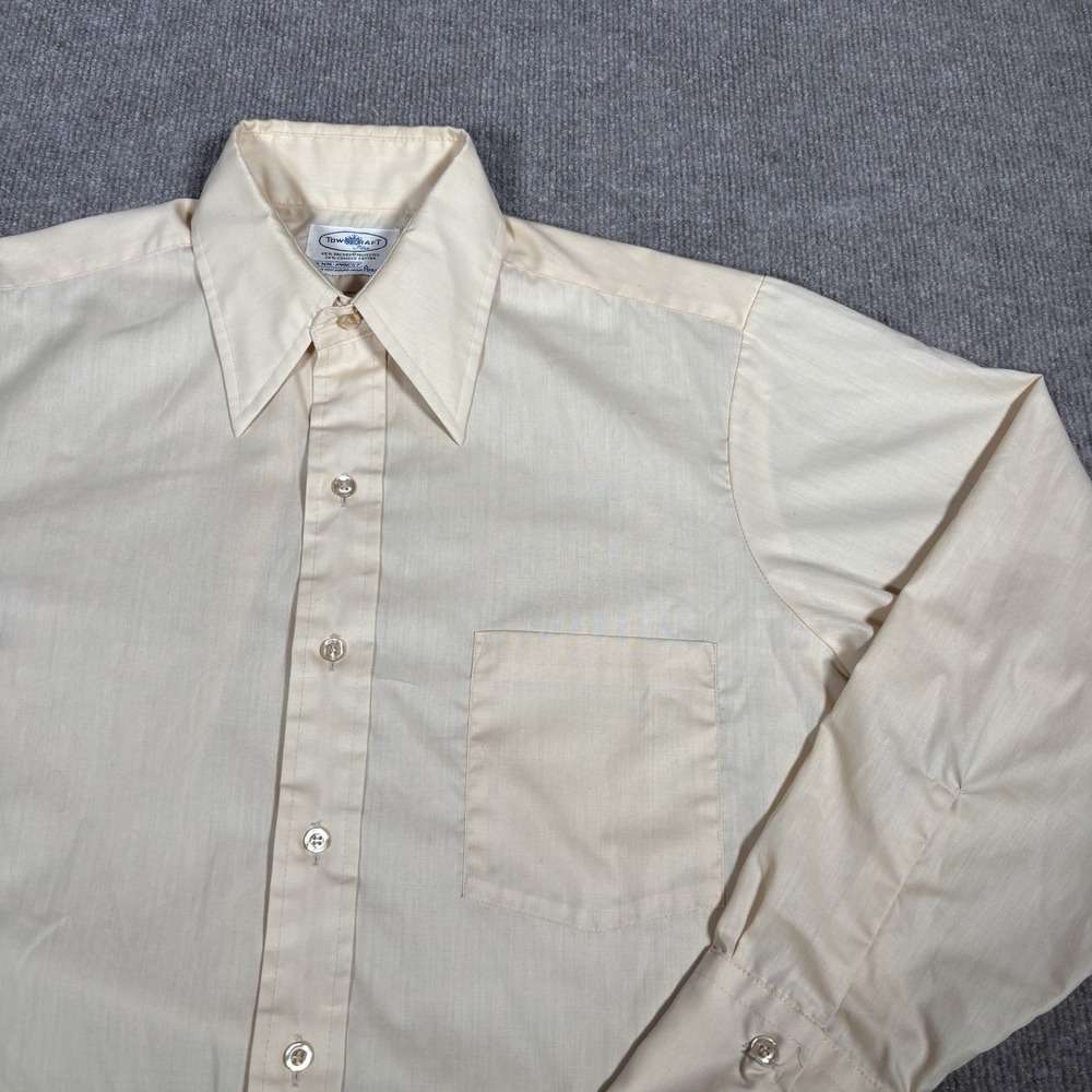 Pennys‎ Towncraft Shirt Mens M Yellow Long Sleeve Button Up Penn Prest 60s 70s
